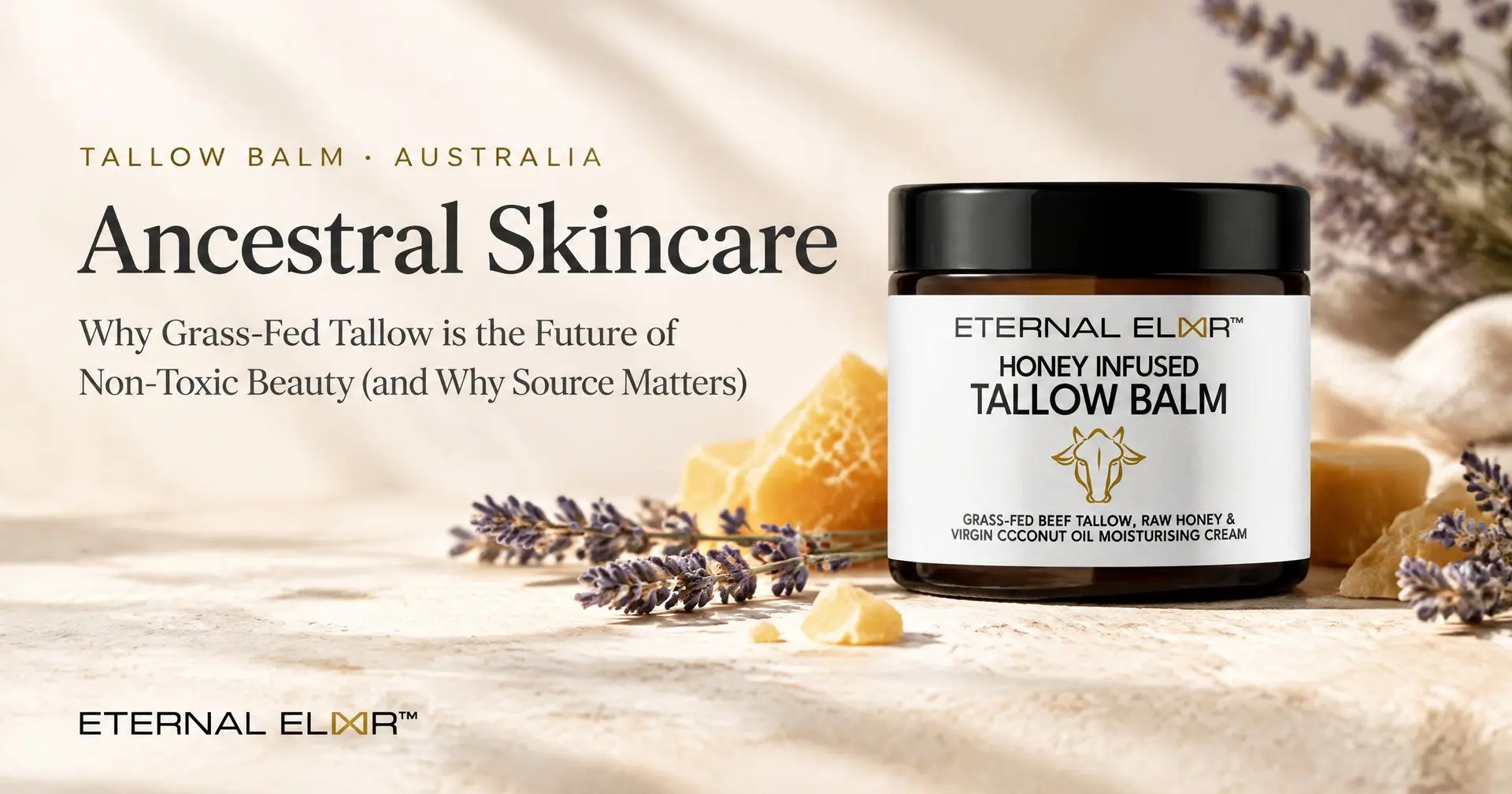 Ancestral Skincare: Why Grass-Fed Tallow is the Future of Non-Toxic Beauty (and Why Source Matters) – Eternal Elixir Grass-Fed Tallow Balm jar