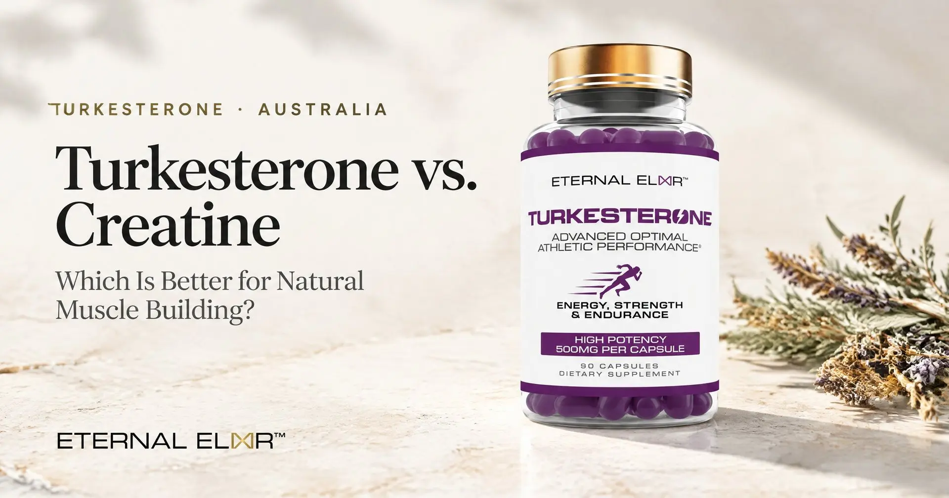 Turkesterone vs. Creatine: Which Is Better for Natural Muscle Building? – Eternal Elixir Turkesterone 500mg bottle
