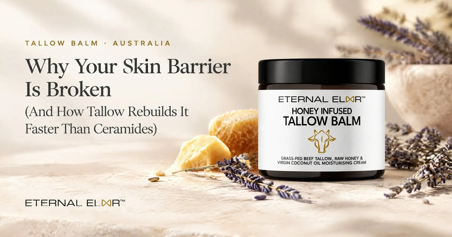 Why Your Skin Barrier Is Broken (And How Tallow Rebuilds It Faster Than Ceramides) – Eternal Elixir Grass-Fed Tallow Balm jar