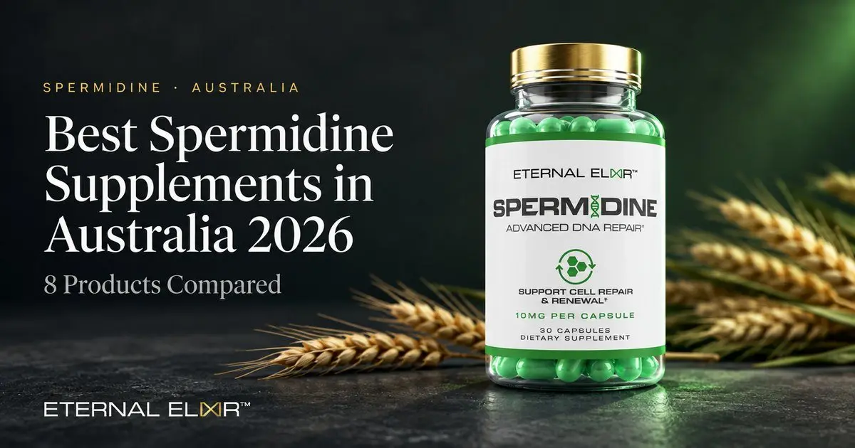 Best Spermidine Supplements in Australia 2026: 8 Products Compared – Eternal Elixir Spermidine 10mg bottle