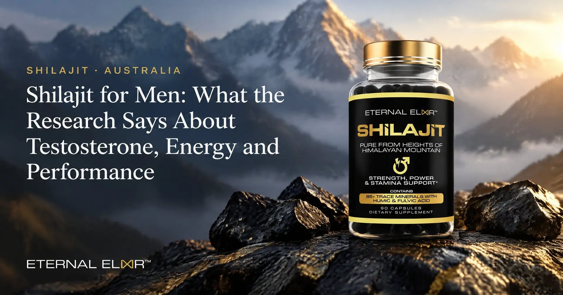 Shilajit for Men: What the Research Says About Testosterone, Energy and Performance – Eternal Elixir Shilajit 1000mg bottle