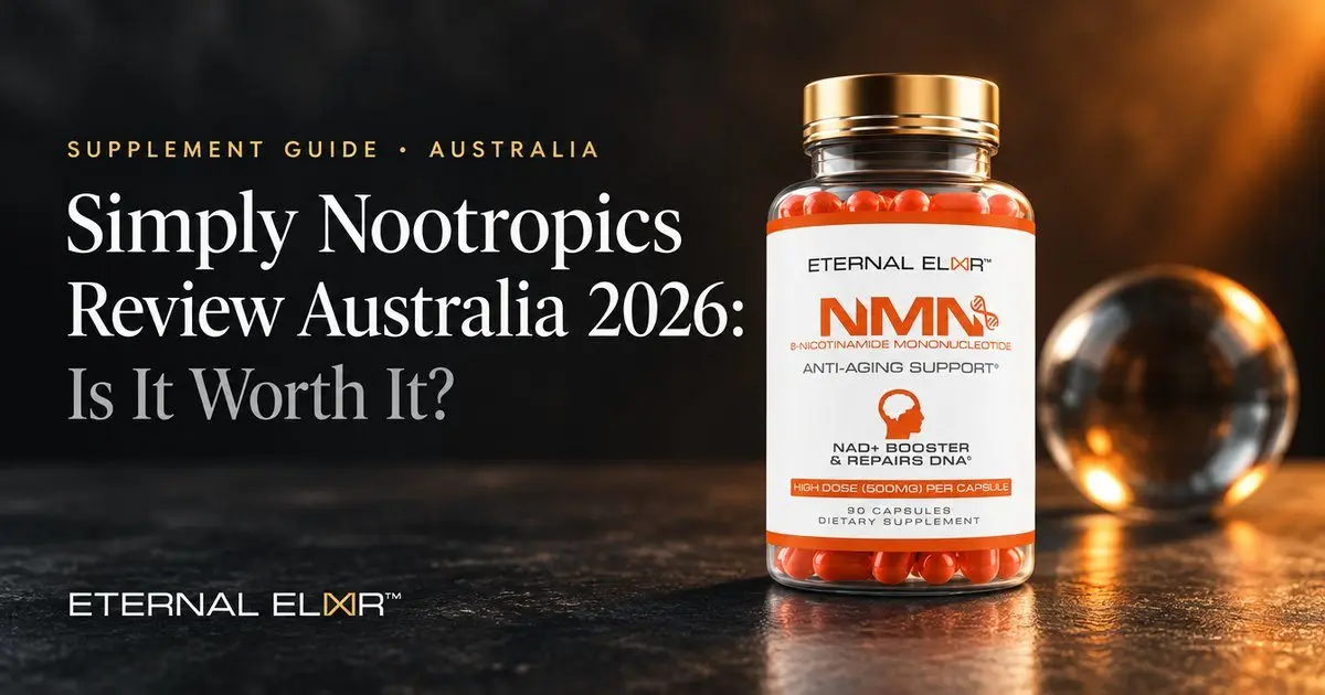 Simply Nootropics Review Australia 2026: Is It Worth It? – Eternal Elixir NMN 500mg bottle