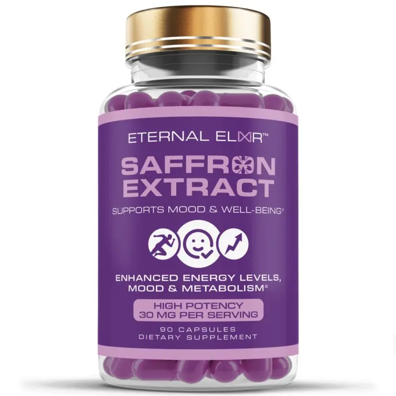 Eternal Elixir Saffron Extract 30 mg affron® per capsule, 90 capsules - front of bottle
