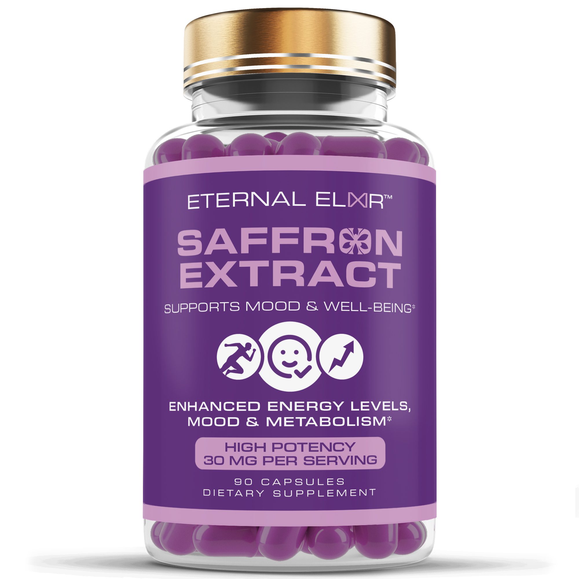 Eternal Elixir Saffron Extract, 90 capsules - front of bottle