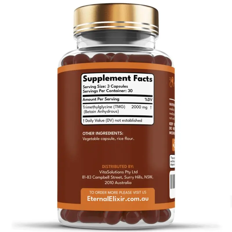 TMG dosage guide - Eternal Elixir TMG 2000mg trimethylglycine capsules