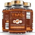Three bottles of Eternal Elixir TMG showing front, supplement facts and directions