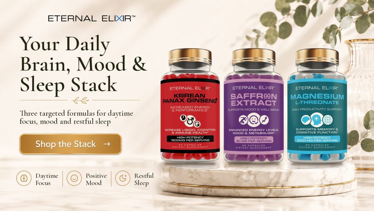Brain, Mood & Sleep Stack: Korean Panax Ginseng, Saffron Extract and Magnesium L-Threonate