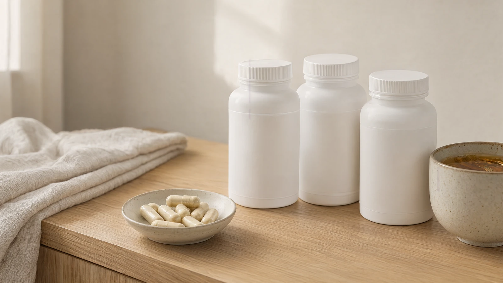 NOW Foods Australia alternatives: magnesium L-threonate capsules on a bedside table