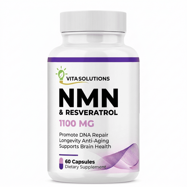 VitaSolutions NMN and Resveratrol 1100mg, 60 capsules - front of bottle